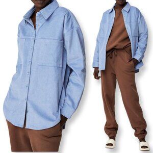 Cotton On NWT Lightweight Minimalist Preppy Corduroy Shacket Blue Size Medium